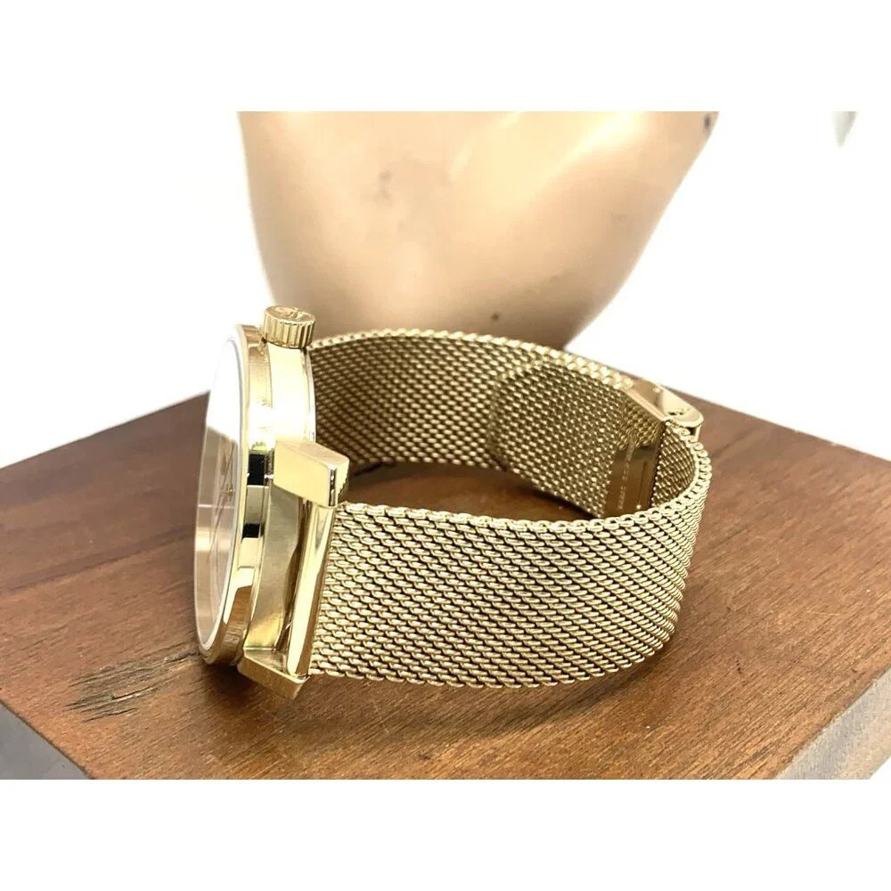 Movado Mens Watch 3601077 Bold White Dial Swiss Quartz Gold Steel 41mm Mesh Band